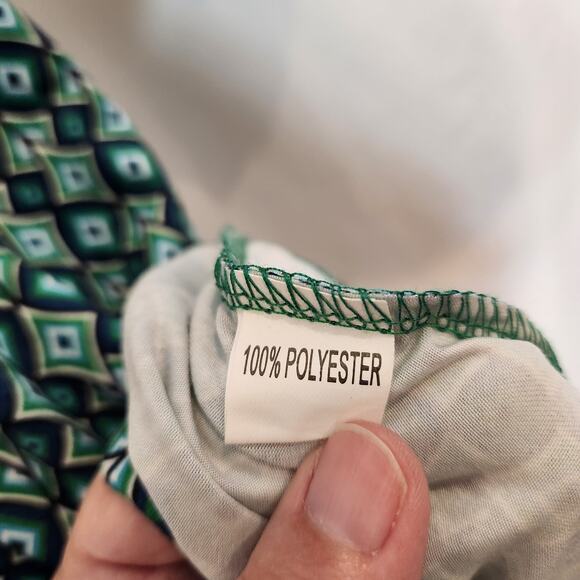 LE VONFORT Green Blue Geometric Surplice Knee Length Dress Womens Large L NEW - Picture 4 of 10